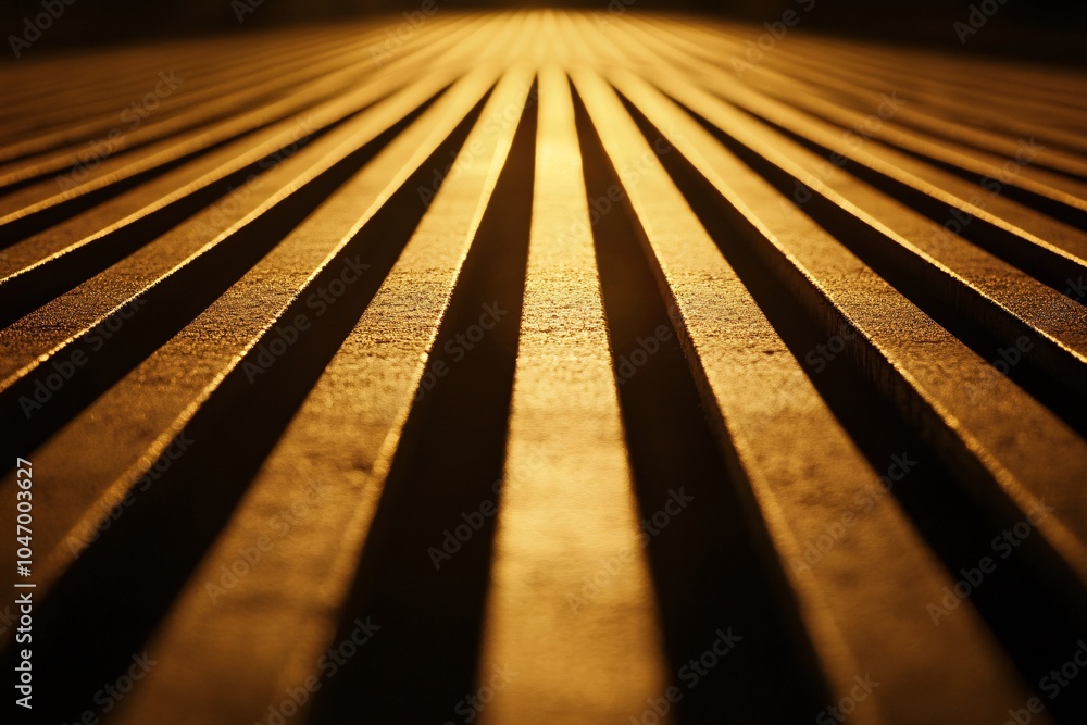 Poster abstract geometric pattern of light and shadow on golden surface