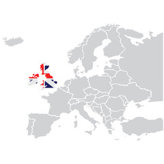 Map of Europe with Grate Britain, United Kingdom