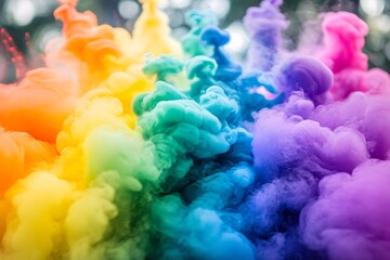 Fototapeta premium Abstract Rainbow Ink Swirl Colorful Smoke Effect