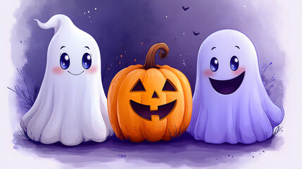 Festive Halloween classroom prints of pumpkins and smiling ghosts to enhance the playroom space