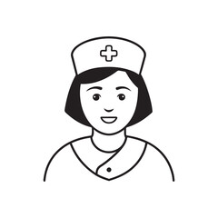 Nurse icon in line style. Doctor nurse icon outline, nurse thin line black, Vector isolated line illustration.