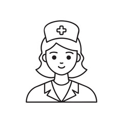 Obraz premium Nurse icon in line style. Doctor nurse icon outline, nurse thin line black, Vector isolated line illustration.