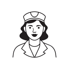 Obraz premium Nurse icon in line style. Doctor nurse icon outline, nurse thin line black, Vector isolated line illustration.
