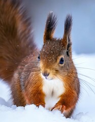 Fototapeta premium Red Squirrel in Winter Wonderland 