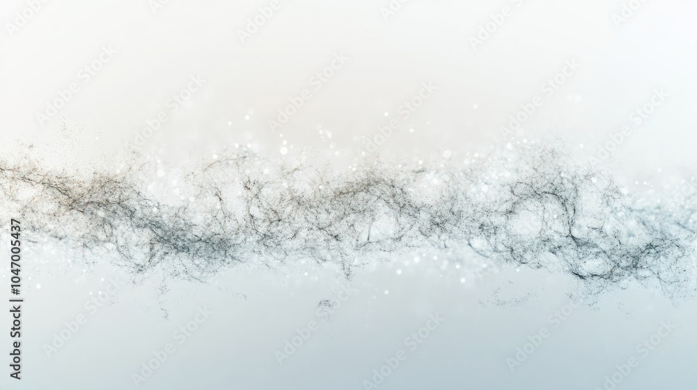 Poster soft abstract background with floating snowflakes and delicate frosty light trails, isolated on whit