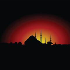 Istanbul at sunset, vector