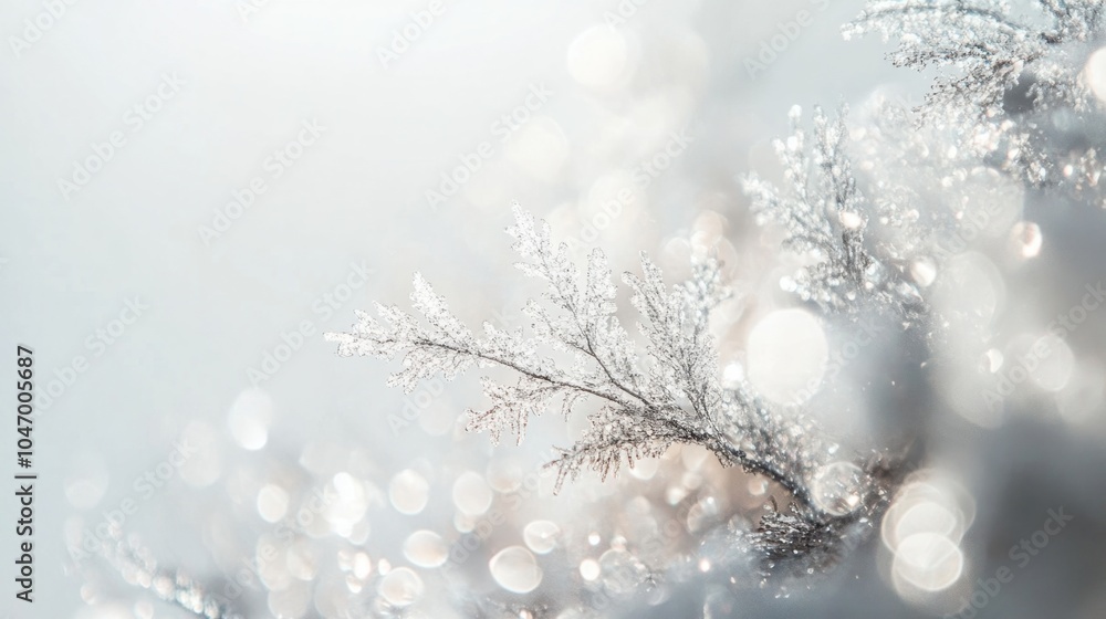 Poster soft abstract winter background with floating snowflakes and delicate frosty light trails, isolated 