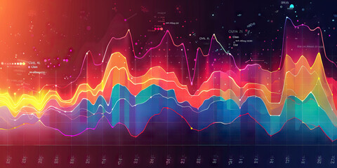 A vividly colored bar graph illustrating the rise and fall of global temperatures over the past century, using cool and warm hues to emphasize the data.