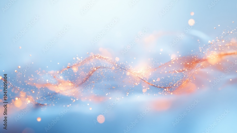 Poster soft abstract winter background with floating snowflakes and delicate frosty light trails, isolated 