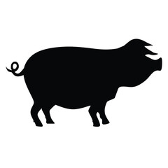 Silhouette of a pig on a white background