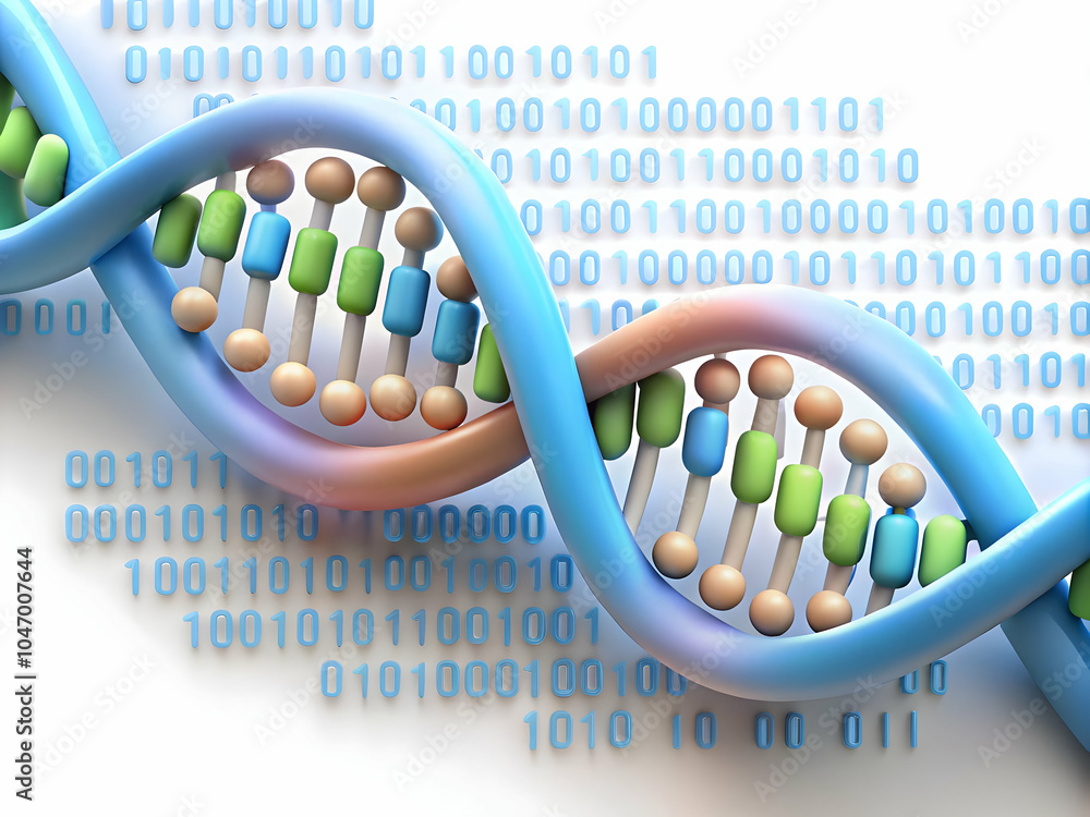 Poster macro image dna strand binary code close up digital technology fusion genetics sci-fi day space adve
