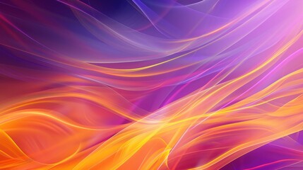 Obraz premium Abstract Art With Curvy Lines In Purple, Yellow And Orange
