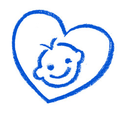 Baby Heart Icon Crayon Chalk Drawing Vector