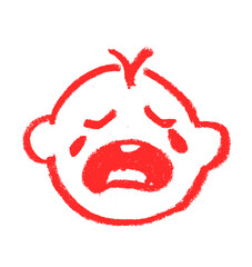 Crying Baby Icon Crayon Chalk Drawing Vector