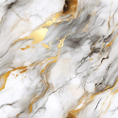Obraz premium Seamless abstract seamless background, texture of artificial white marble stone with golden veins, fashionable marbled wallpaper 