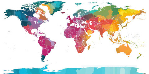 Obraz premium A choropleth map of the world, shaded in different colors to indicate the prevalence of certain diseases, offering a global overview of healthcare concerns.