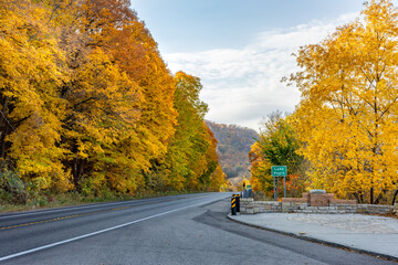 Highway 61 in the fall is a scenic drive along Lake Pepin and the Mississippi River where bald eagles and wildlife are commonly spotted on a highway rich in history and landmarks © Rob Schultz