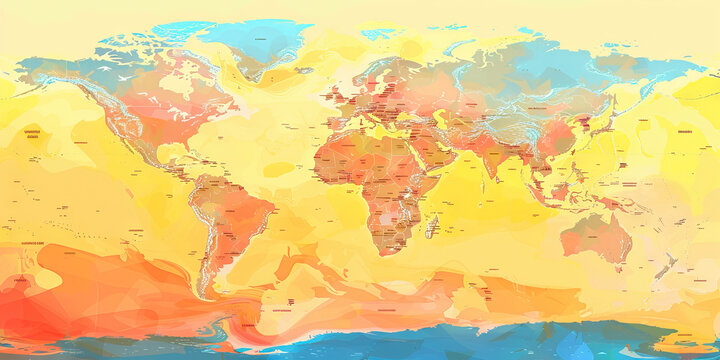 A heat map illustrating the most popular tourist destinations around the world, using a gradient from yellow to red to indicate high traffic areas.