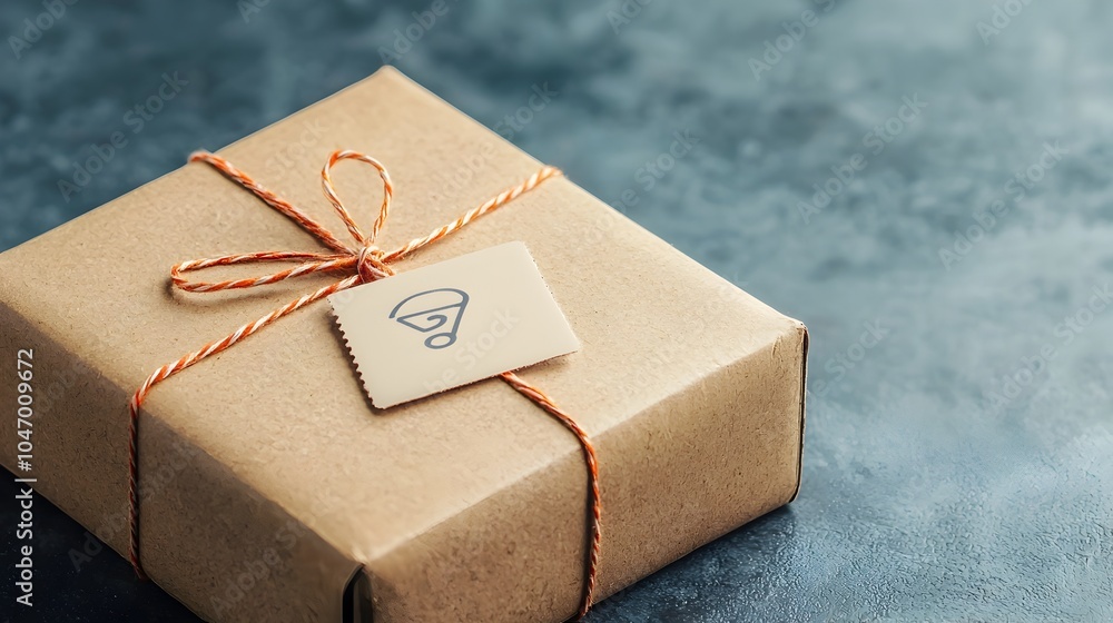Poster close up of a cardboard parcel box or carton with a visible shipping label and tracking information 