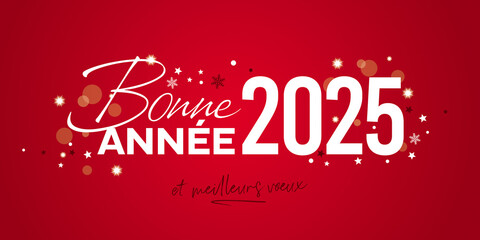 Carte de voeux Bonne Année 2025 rouge