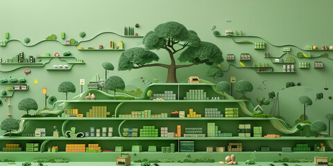 A tree map displaying the categories and subcategories of a large online store, using a consistent green color scheme for easy navigation.