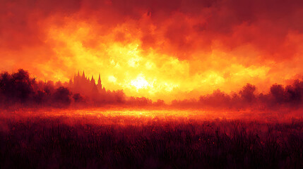 Fototapeta premium Vintage-inspired Halloween wall art bundle with witches, pumpkins, and eerie landscapes for a nostalgic yet eerie vibe