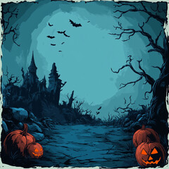 halloween background with pumpkin, Generative AI	
