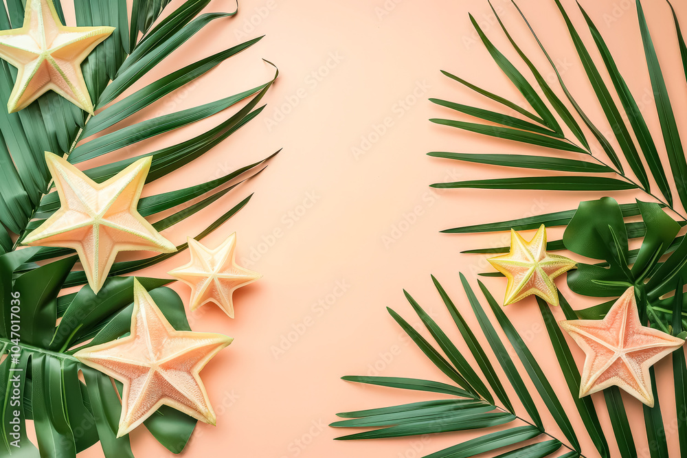 Aufkleber bunch of stars are on a leafy green background. the stars are arranged in a way that they look like 