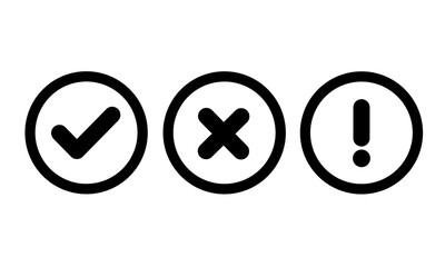 vector collection of check, cross and exclamation mark icons
