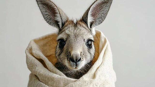 Cute Baby Kangaroo in a Blanket