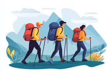 Fototapeta premium National Take a Hike Day or National Hiking Day. November 17. Holiday illustration.