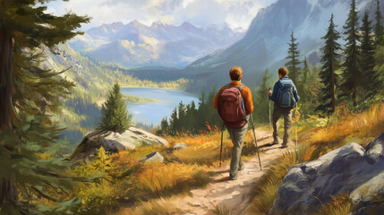 National Take a Hike Day or National Hiking Day. November 17. Holiday illustration.
