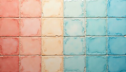 Rows Of Square Tiles Transitioning From Peach To Pinkish-Red