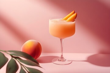 Alcoholic Frozen Peach Daiquiri Cocktail in Modern Style