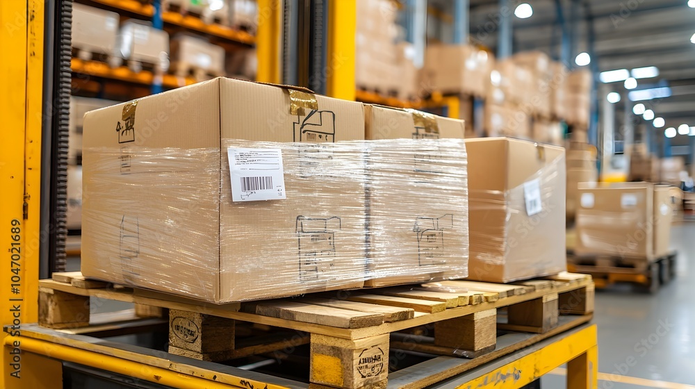 Aufkleber parcel boxes being wrapped in shrink wrap for efficient long distance shipping and delivery