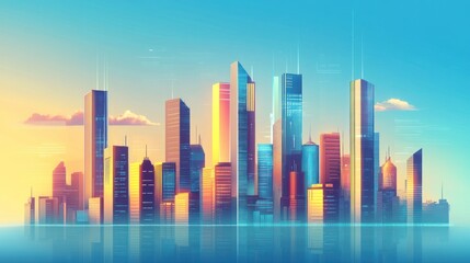 Future City Abstract Digital Architecture Tall Tower Concept, AI generated image