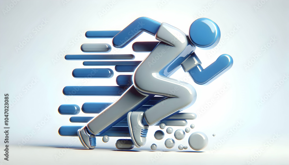 Poster 3d glossy runner time lapse effect copy space static shot milestone tracking progress technology fra