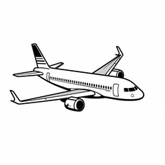 Simple black outline of an airplane clip art style minimalist icon