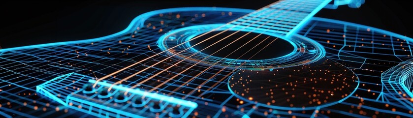closeupA whimsical wireframe mesh illustration of a music box, filled with delicate details and a sense of wonder  ,AI Music Technology