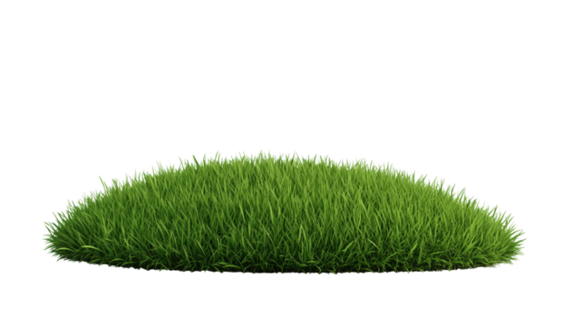 Vibrant green grass mound isolated on transparent background.