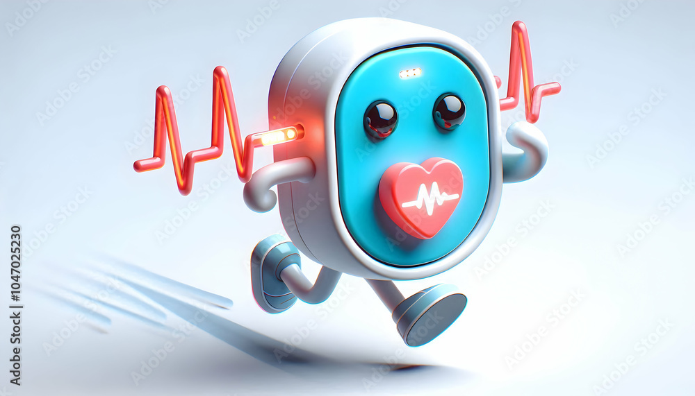 Poster 3d macro heartbeat sensor earlobe device close up led indicators biometric monitoring exercise tech 