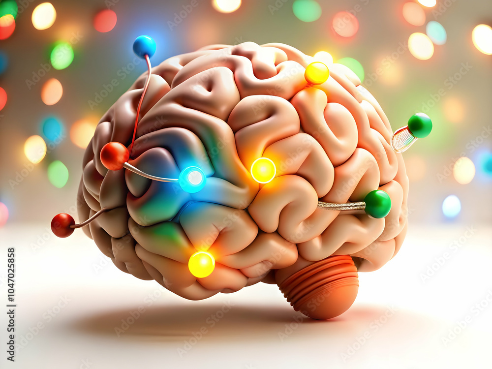 Poster soft abstract digital art human brain digital networks bokeh lights copy space science fiction day c