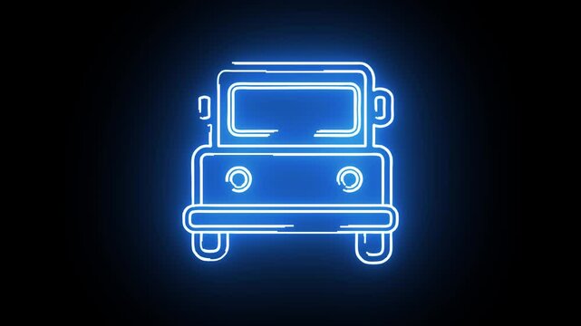 icons e-commerce animation with neon effects on a black background