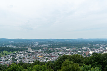 A scenic overview of Reading, Pennsylvania from atop the Pagoda Mountain.