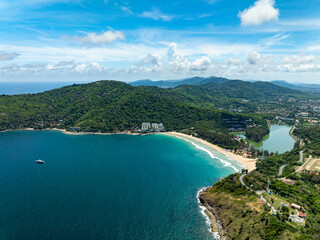 Beautiful sea summer landscape in high travel season in Thailand, Nature sky sea background,High angle view seascape nature view