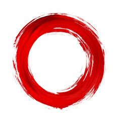 Red line circle brush stroke isolated on transparent background. PNG file, cut out