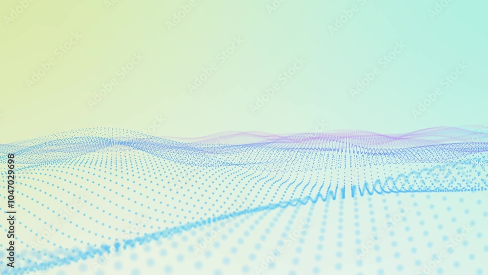 Poster abstract background particle line wave, particle dot wave
