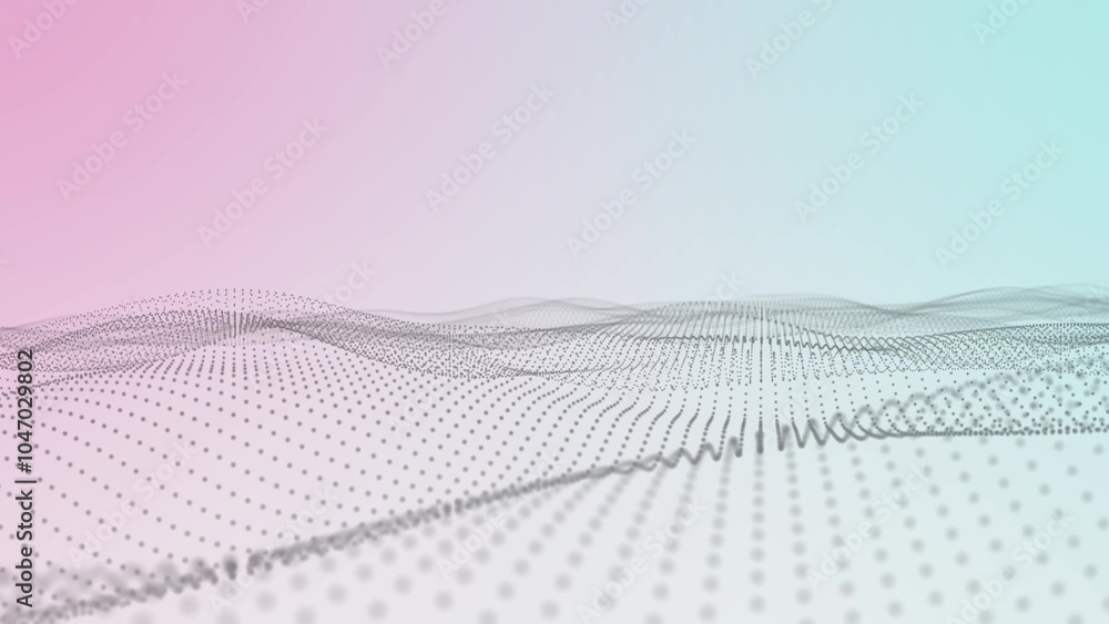 Poster abstract background particle line wave, particle dot wave