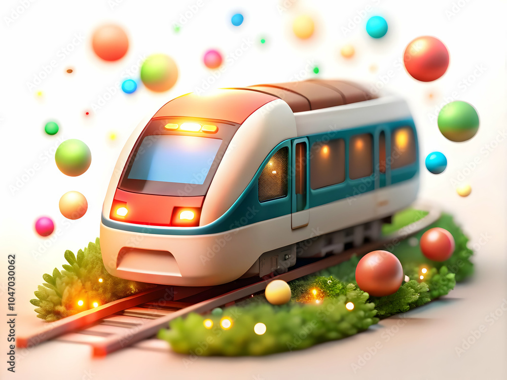 Aufkleber futuristic train speeding through digital landscape with bokeh lights | soft abstract image for adve
