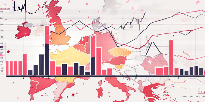 A chic, monochromatic scatter plot comparing the growth rates of two competing European brands over the past year.